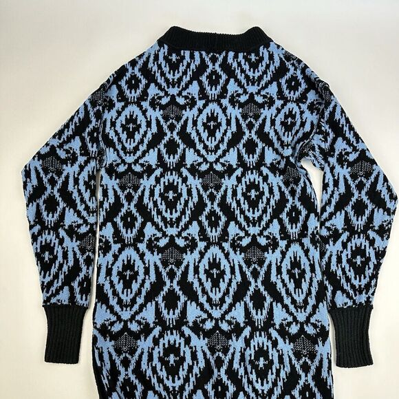 Free People Winter Skies Wallpaper Blue Black Tunic Sweater Dress Size XS L/S - Picture 10 of 12